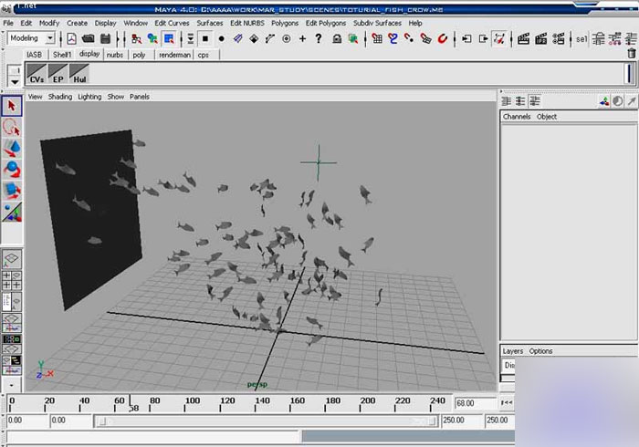 MAYA8.5粒子系统打造鱼群教程 武林网 MAYA角色动画教程