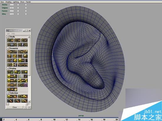 maya多边形建模人物耳朵 武林网 maya建模教程
