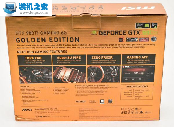 微星 GTX 980TI GAMING 6G 黄金限量版