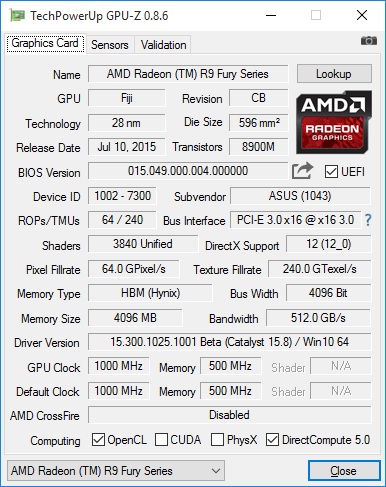 AMD R9 Fury 成功开核变Fury X