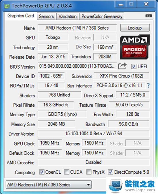 R7 360 GPU-Z检测