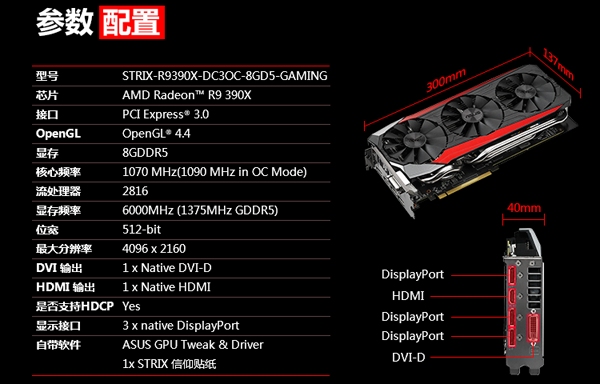 华硕猛禽STRIX-R9 390X-DC3OC-8GD5-GAMING