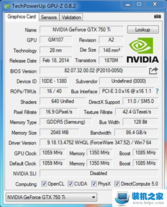GTX750ti GPU-Z检测