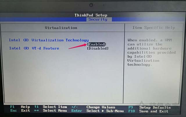 ThinkPad笔记本电脑如何开启CPU虚拟化技术的图文教程