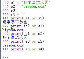 Python中有字符串参与的or运算