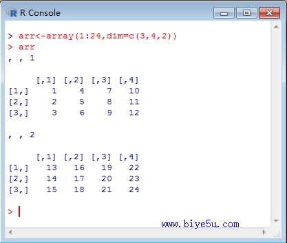 R语言中创建数组的方法