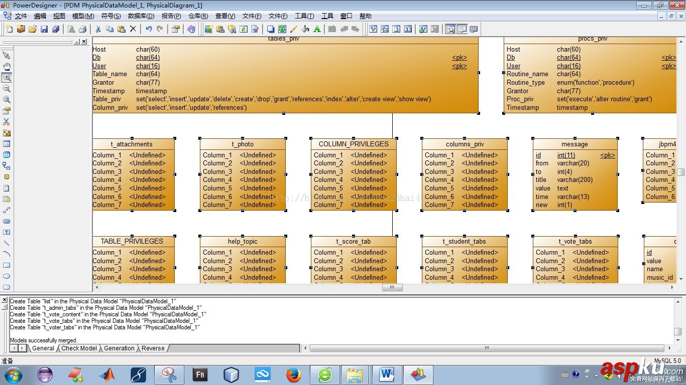 PowerDesigner15,MySQL,反向工程