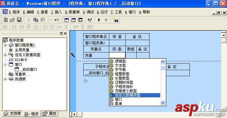 易语言,自定义,数据类型