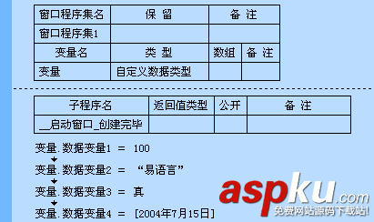 易语言,自定义,数据类型