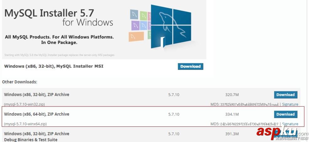 mysql5.7.10,mysql5.7,winx64