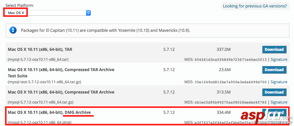 mysql5.7.12,mysql5.7,MacOS