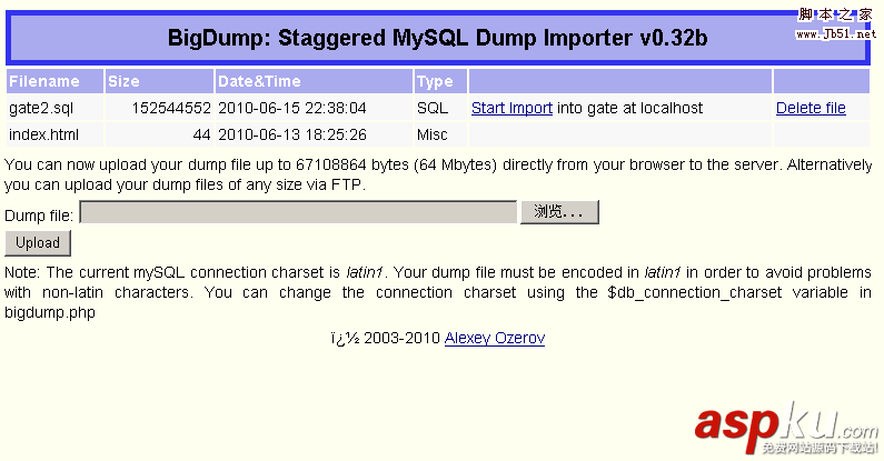 用BigDump工具导入超大MySQL数据库备份文件