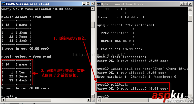 mysql,隔离,详解隔离级别操作过程,隔离级别操作过程