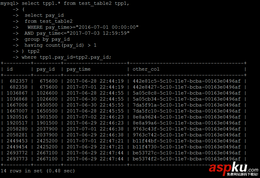 mysql,子查询,索引,mysql中in子查询