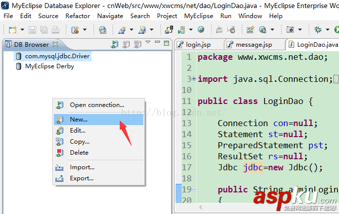 MyEclipse连接MySQL数据库,MyEclipse连接MySQL,MyEclipse连接数据库