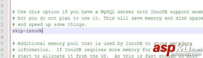 MySQL提示The InnoDB feature is disabled需要开启InnoDB的解决方法