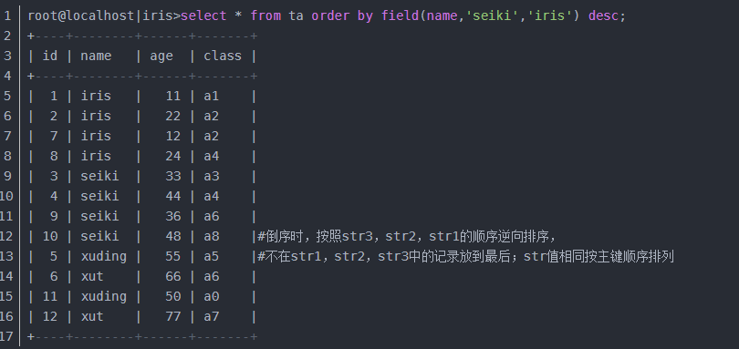 MySQL,排序函数,field