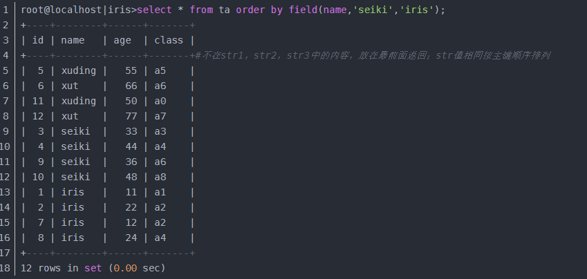 MySQL,排序函数,field