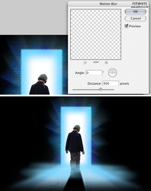ps合成教程:走进神秘发光之门的男孩-webjx.com