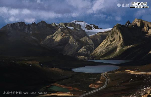 ps+友基绘影ⅱpf8080绘制山水风景图片_网页设计