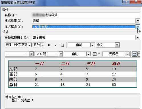 Word2010创建自定义表格样式6