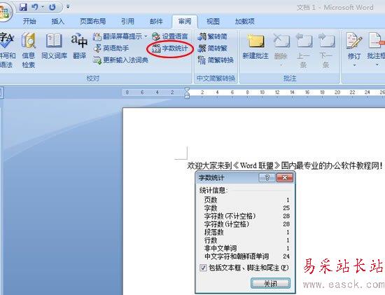 Word2007字数统计