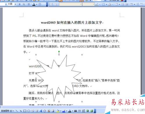 Word2003怎样为自选图形添加阴影