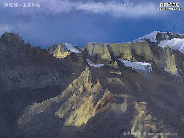 ps+友基绘影ⅱpf8080绘制山水风景图片_网页设计