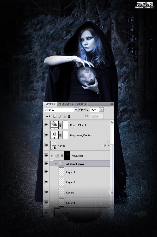ps详细制作手拿神秘魔法球的女巫师-www.webjx.com