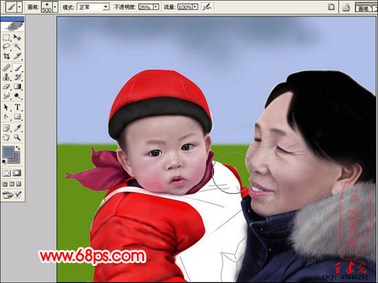 photoshop鼠绘教程:抱可爱宝宝的老奶奶_webjx.com