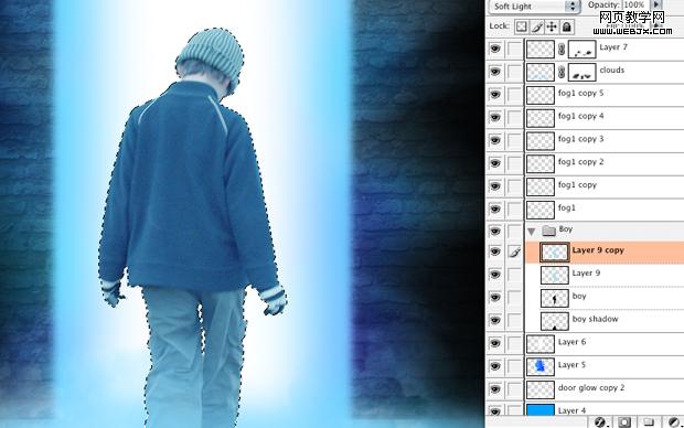 ps合成教程:走进神秘发光之门的男孩-webjx.com