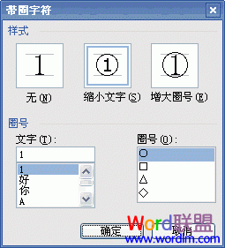 用Word“带圈字符”功能输入