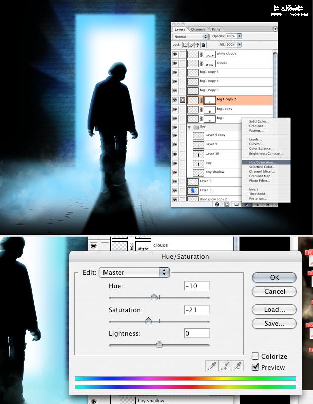 ps合成教程:走进神秘发光之门的男孩-webjx.com