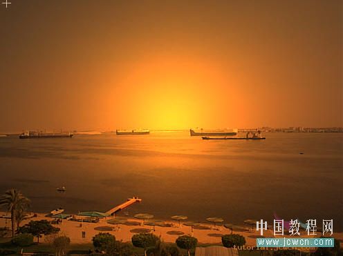 photoshop教程：照片转夕阳风景