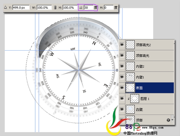 photoshop绘制立体感超强的金属指南针