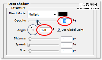 changing the drop shadow options.