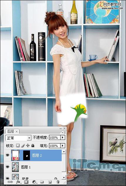 photoshop为美女衣裳添加漂亮花纹