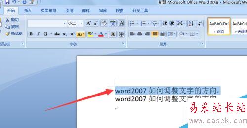 word2007如何调整文字的方向