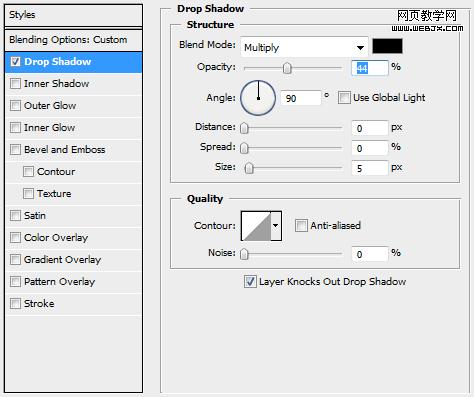 drop shadow settings