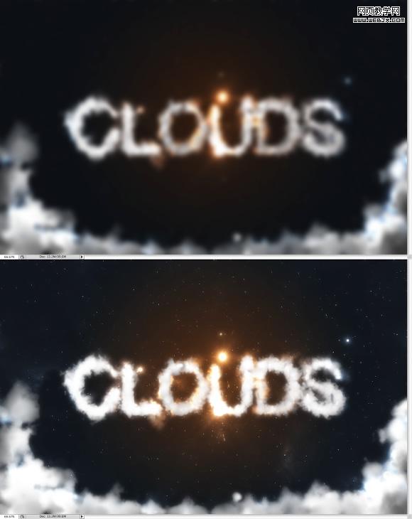 image of a step from the photoshop quick tips #6: cloudy text