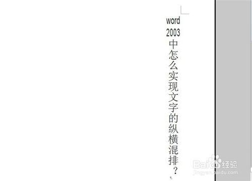 word2003中怎么实现文字的纵横混排？