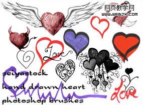 hand drawn heart brushes