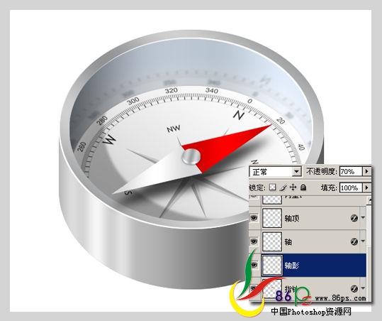 photoshop绘制立体感超强的金属指南针