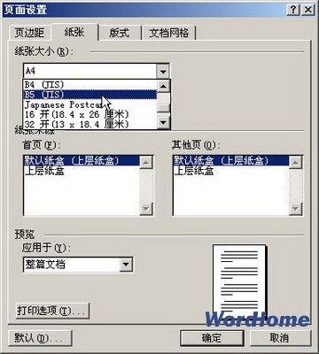 Word 2003如何设置纸张大小