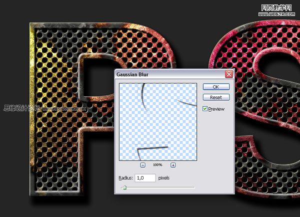 ps文字教程实例:金属腐蚀文字特效_网页设计