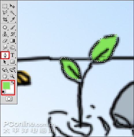 photoshop cs4绘制矢量312植树节卡通宣传画