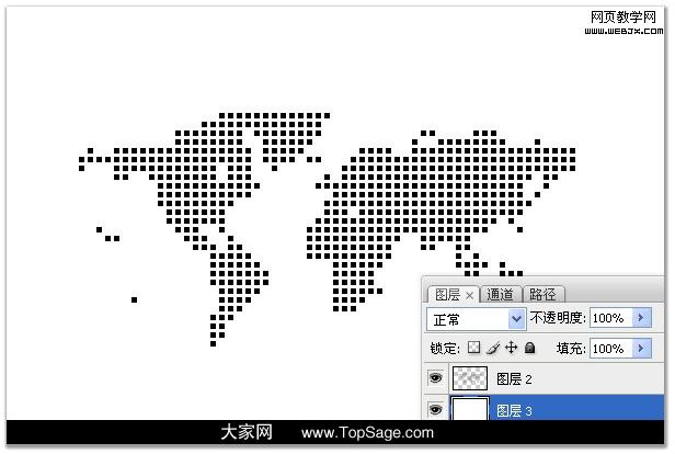 ps教程:制作漂亮的数码点阵构成的世界地图_webjx.com