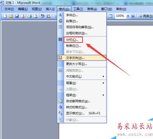 Word 2003如何分栏设置