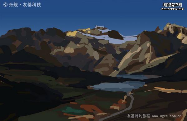 ps+友基绘影ⅱpf8080绘制山水风景图片_网页设计