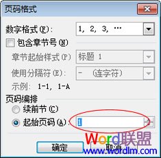 Word2003从任意页开始设置页码